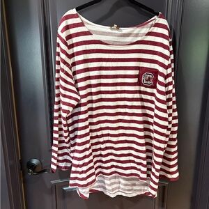 SC Gamecock Maroon and White Striped Women's Jersey Top